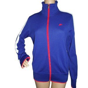 Nike Retro Large Active Track Zip Jacket blue orange white stripe high neck l